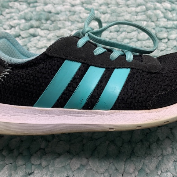 Addidas Running Jogging Workout Shoes Sneakers Black & Aqua Cushion Insoles - Picture 12 of 17
